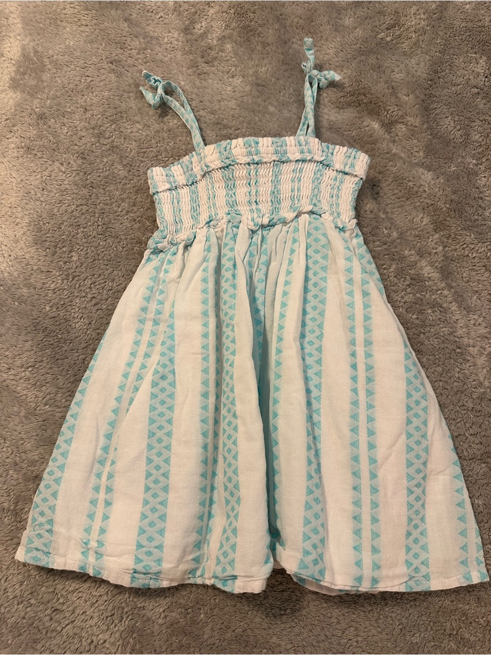 Janie and Jack White and Light Blue Smocked Sundress